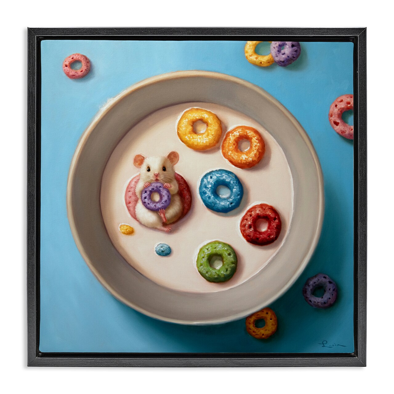 Stupell Industries Morning Dunk Cereal Mouse Floating Frame, design by Lucia Heffernan
